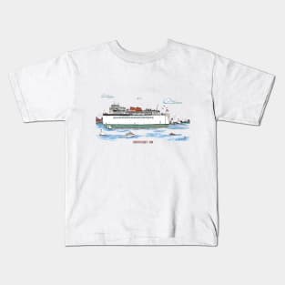 Nantucket Ferry in the Harbor Kids T-Shirt